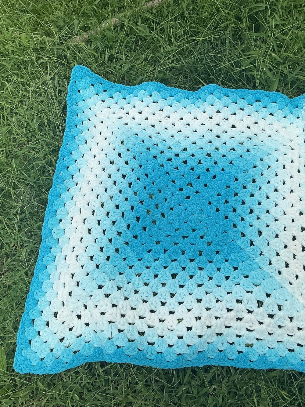 Icy Blue Blanket Throw Crochet Handmade For Twin Sized Bed